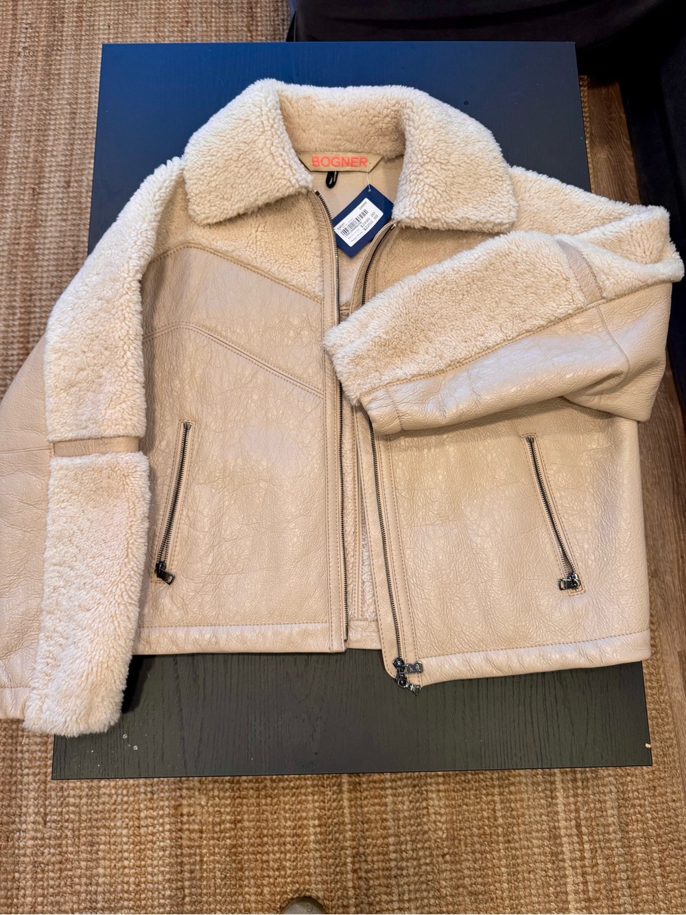 BOGNER Baila Women's Lambskin Leather Jacket Sz 10 US/EU 40 Light Tan Khaki NWT